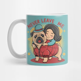 woman lovingly embraces her Bulldog Mug